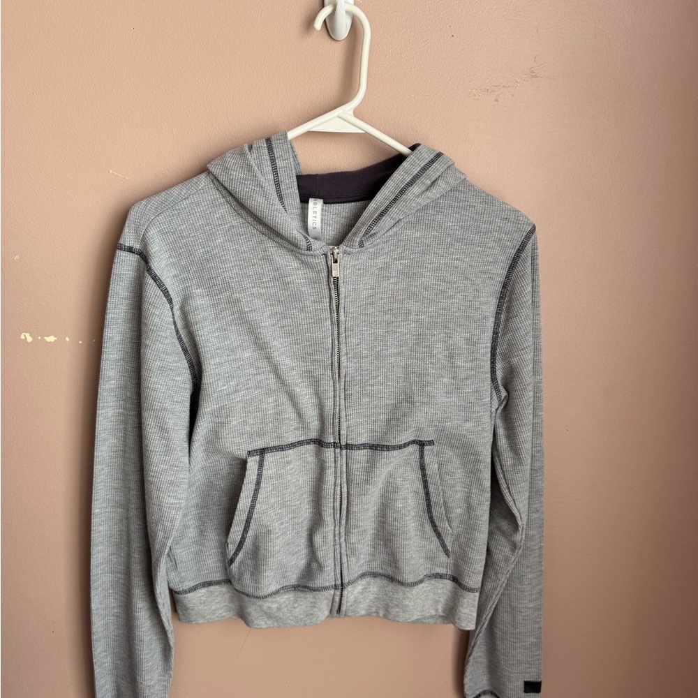 Fabletics Heather Gray Zip-Up Jacket